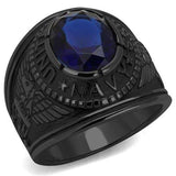 TK414707J - IP Black(Ion Plating) Stainless Steel Ring with Synthetic Synthetic Glass in Sapphire - Alamode - Flyclothing LLC