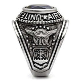 TK414708 - High polished (no plating) Stainless Steel Ring with Synthetic Synthetic Glass in Sapphire - Alamode - Flyclothing LLC