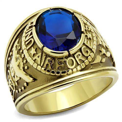 TK414708G - IP Gold(Ion Plating) Stainless Steel Ring with Synthetic Synthetic Glass in Montana - Alamode - Flyclothing LLC