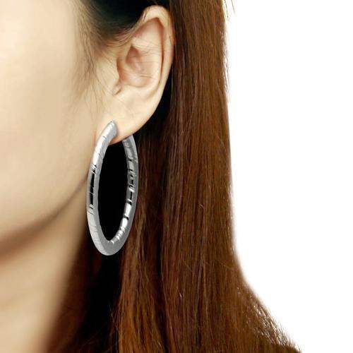TK415 - High polished (no plating) Stainless Steel Earrings with No Stone - Alamode - Flyclothing LLC