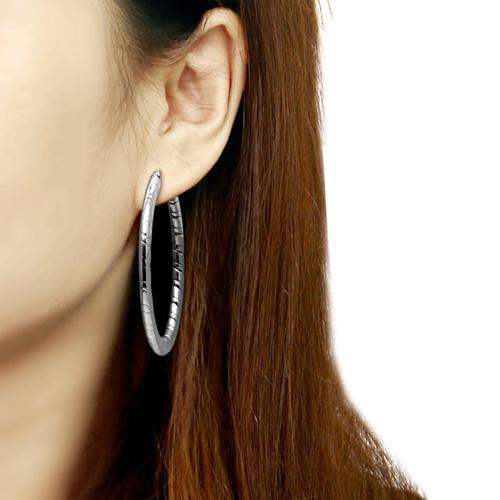 TK418 - High polished (no plating) Stainless Steel Earrings with No Stone - Alamode - Flyclothing LLC