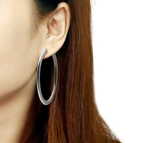 TK423 - High polished (no plating) Stainless Steel Earrings with No Stone - Alamode - Flyclothing LLC