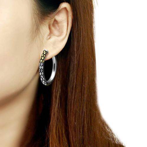 TK430 - Gold+Rhodium Stainless Steel Earrings with No Stone - Alamode - Flyclothing LLC