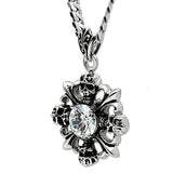 TK454 - High polished (no plating) Stainless Steel Chain Pendant with AAA Grade CZ  in Clear - Alamode