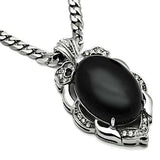 TK459 - High polished (no plating) Stainless Steel Chain Pendant with Semi-Precious Onyx in Jet - Alamode - Flyclothing LLC