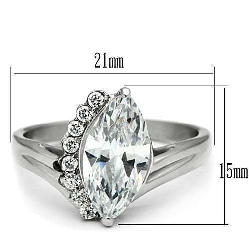 TK475 - High polished (no plating) Stainless Steel Ring with AAA Grade CZ in Clear - Alamode - Flyclothing LLC