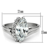 TK475 - High polished (no plating) Stainless Steel Ring with AAA Grade CZ  in Clear - Alamode