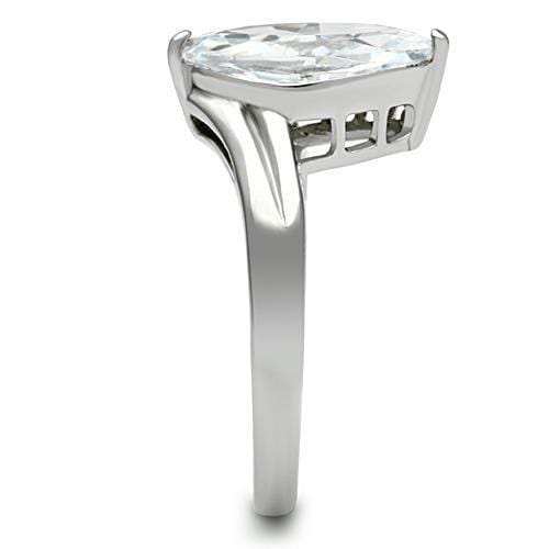 TK475 - High polished (no plating) Stainless Steel Ring with AAA Grade CZ in Clear - Alamode - Flyclothing LLC