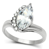 TK475 - High polished (no plating) Stainless Steel Ring with AAA Grade CZ  in Clear - Alamode