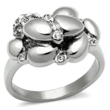 TK476 - High polished (no plating) Stainless Steel Ring with Top Grade Crystal  in Clear - Alamode