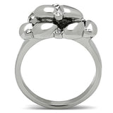 TK476 - High polished (no plating) Stainless Steel Ring with Top Grade Crystal  in Clear - Alamode
