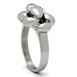 TK476 - High polished (no plating) Stainless Steel Ring with Top Grade Crystal  in Clear - Alamode