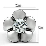 TK477 - High polished (no plating) Stainless Steel Ring with AAA Grade CZ in Clear - Alamode - Flyclothing LLC