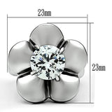 TK477 - High polished (no plating) Stainless Steel Ring with AAA Grade CZ  in Clear - Alamode