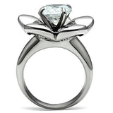 TK477 - High polished (no plating) Stainless Steel Ring with AAA Grade CZ  in Clear - Alamode