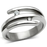 TK478 - High polished (no plating) Stainless Steel Ring with AAA Grade CZ in Clear - Alamode - Flyclothing LLC