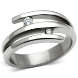 TK478 - High polished (no plating) Stainless Steel Ring with AAA Grade CZ  in Clear - Alamode