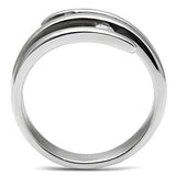 TK478 - High polished (no plating) Stainless Steel Ring with AAA Grade CZ  in Clear - Alamode