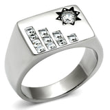 TK481 - High polished (no plating) Stainless Steel Ring with AAA Grade CZ  in Clear - Alamode
