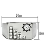 TK481 - High polished (no plating) Stainless Steel Ring with AAA Grade CZ  in Clear - Alamode