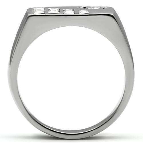 TK481 - High polished (no plating) Stainless Steel Ring with AAA Grade CZ in Clear - Alamode - Flyclothing LLC
