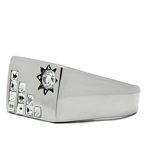 TK481 - High polished (no plating) Stainless Steel Ring with AAA Grade CZ in Clear - Alamode - Flyclothing LLC