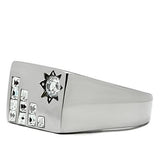 TK481 - High polished (no plating) Stainless Steel Ring with AAA Grade CZ  in Clear - Alamode