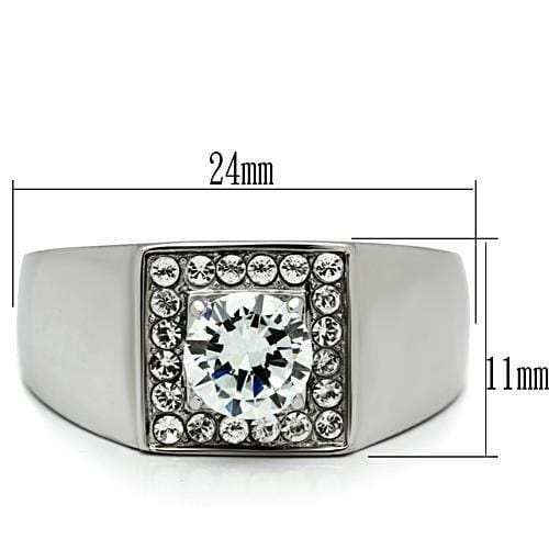 TK483 - High polished (no plating) Stainless Steel Ring with AAA Grade CZ in Clear - Alamode - Flyclothing LLC