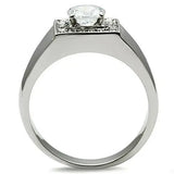 TK483 - High polished (no plating) Stainless Steel Ring with AAA Grade CZ in Clear - Alamode - Flyclothing LLC