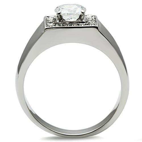 TK483 - High polished (no plating) Stainless Steel Ring with AAA Grade CZ in Clear - Alamode - Flyclothing LLC