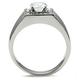 TK483 - High polished (no plating) Stainless Steel Ring with AAA Grade CZ  in Clear - Alamode