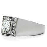 TK483 - High polished (no plating) Stainless Steel Ring with AAA Grade CZ  in Clear - Alamode