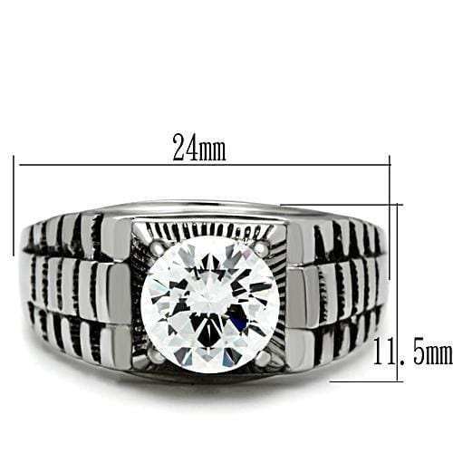 TK485 - High polished (no plating) Stainless Steel Ring with AAA Grade CZ in Clear - Alamode - Flyclothing LLC