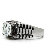 TK485 - High polished (no plating) Stainless Steel Ring with AAA Grade CZ in Clear - Alamode - Flyclothing LLC