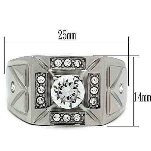 TK486 - High polished (no plating) Stainless Steel Ring with AAA Grade CZ in Clear - Alamode - Flyclothing LLC