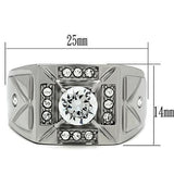 TK486 - High polished (no plating) Stainless Steel Ring with AAA Grade CZ  in Clear - Alamode