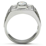 TK486 - High polished (no plating) Stainless Steel Ring with AAA Grade CZ in Clear - Alamode - Flyclothing LLC