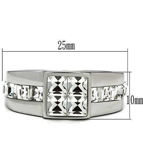 TK487 - High polished (no plating) Stainless Steel Ring with Top Grade Crystal in Clear - Alamode - Flyclothing LLC