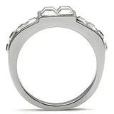 TK487 - High polished (no plating) Stainless Steel Ring with Top Grade Crystal in Clear - Alamode - Flyclothing LLC