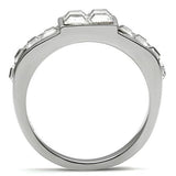 TK487 - High polished (no plating) Stainless Steel Ring with Top Grade Crystal  in Clear - Alamode