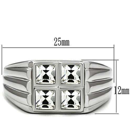TK488 - High polished (no plating) Stainless Steel Ring with Top Grade Crystal in Clear - Alamode - Flyclothing LLC