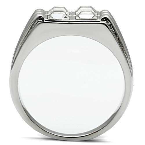 TK488 - High polished (no plating) Stainless Steel Ring with Top Grade Crystal in Clear - Alamode - Flyclothing LLC
