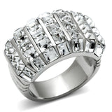 TK490 - High polished (no plating) Stainless Steel Ring with Top Grade Crystal  in Clear - Alamode