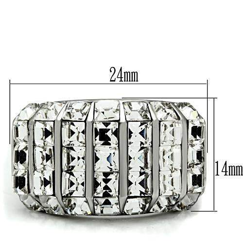 TK490 - High polished (no plating) Stainless Steel Ring with Top Grade Crystal in Clear - Alamode - Flyclothing LLC
