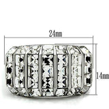 TK490 - High polished (no plating) Stainless Steel Ring with Top Grade Crystal in Clear - Alamode - Flyclothing LLC