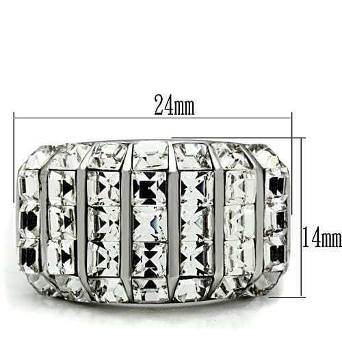 TK490 - High polished (no plating) Stainless Steel Ring with Top Grade Crystal in Clear - Alamode - Flyclothing LLC