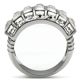 TK490 - High polished (no plating) Stainless Steel Ring with Top Grade Crystal in Clear - Alamode - Flyclothing LLC