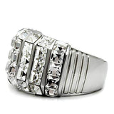 TK490 - High polished (no plating) Stainless Steel Ring with Top Grade Crystal in Clear - Alamode - Flyclothing LLC