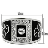TK492 - High polished (no plating) Stainless Steel Ring with Top Grade Crystal in Clear - Alamode - Flyclothing LLC