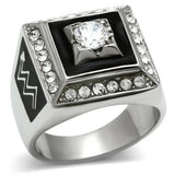 TK493 - High polished (no plating) Stainless Steel Ring with AAA Grade CZ in Clear - Alamode - Flyclothing LLC